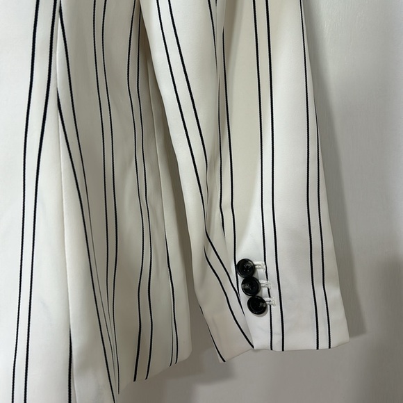 TALBOT WOMENS BLAZER JACKET COAT STRIPE WHITE BLACK SIZE 2P - Picture 8 of 12